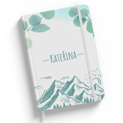 Květinový zápisník s horami