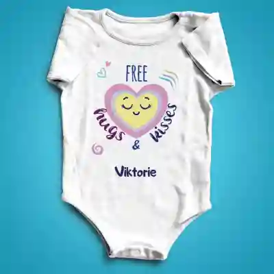 Personalizované kojenecké body - Free hugs & kisses