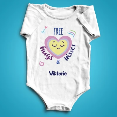 Personalizované kojenecké body - Free hugs & kisses