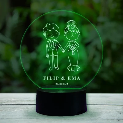 Personalizovaná LED lampa - Novomanželé