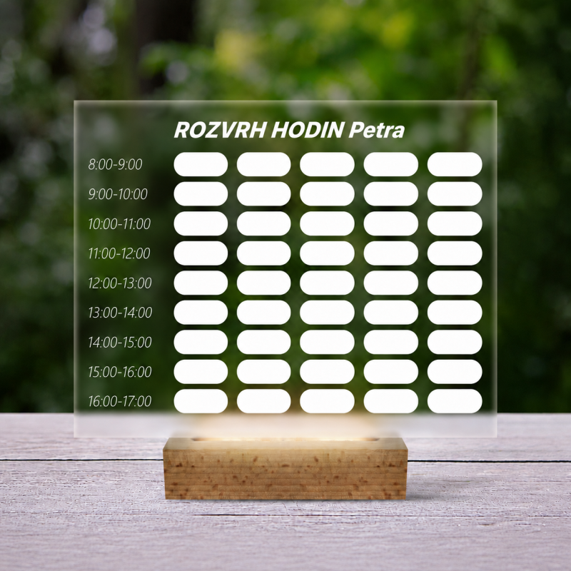 Personalizovaná 3D LED lampa na rozvrh