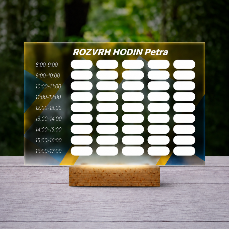 Personalizovaná 3D LED lampa – rozvrh s geometrickým designem