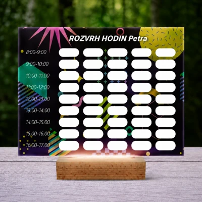 Personalizovaná 3D LED lampa – rozvrh s abstraktním designem