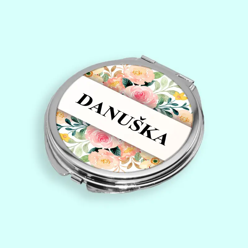 Personalizované kapesní zrcátko - květinový design