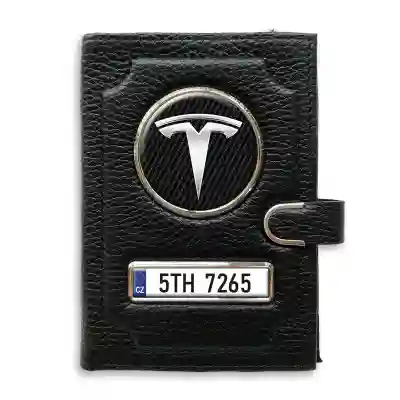 Peněženka na doklady s klipem Tesla