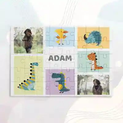 Personalizované puzzle s obrázky - pro děti s dinosaury
