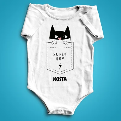 Personalizované kojenecké body - Kočka