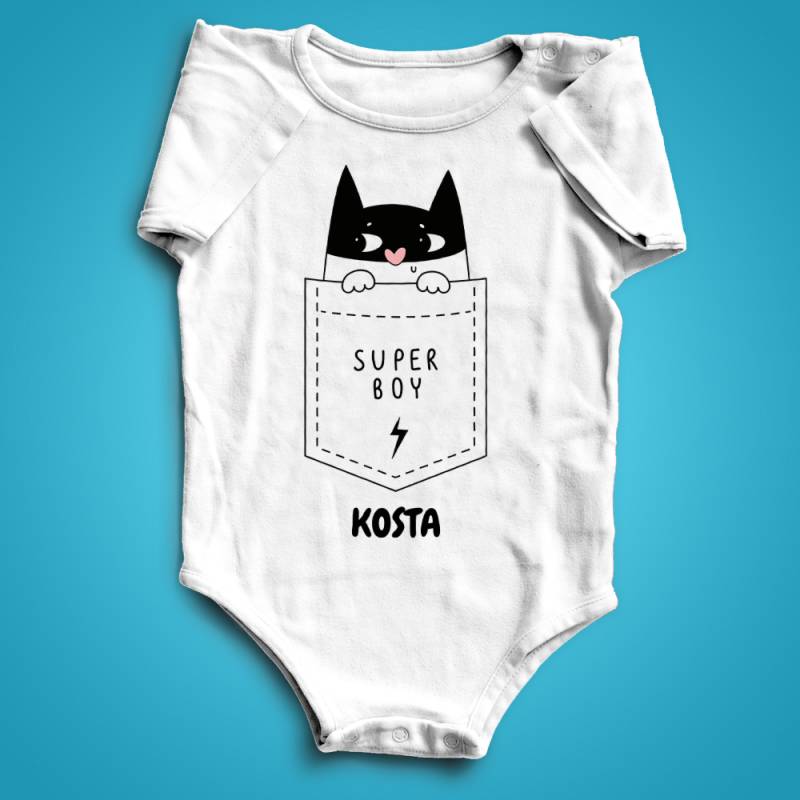 Personalizované kojenecké body - Kočka