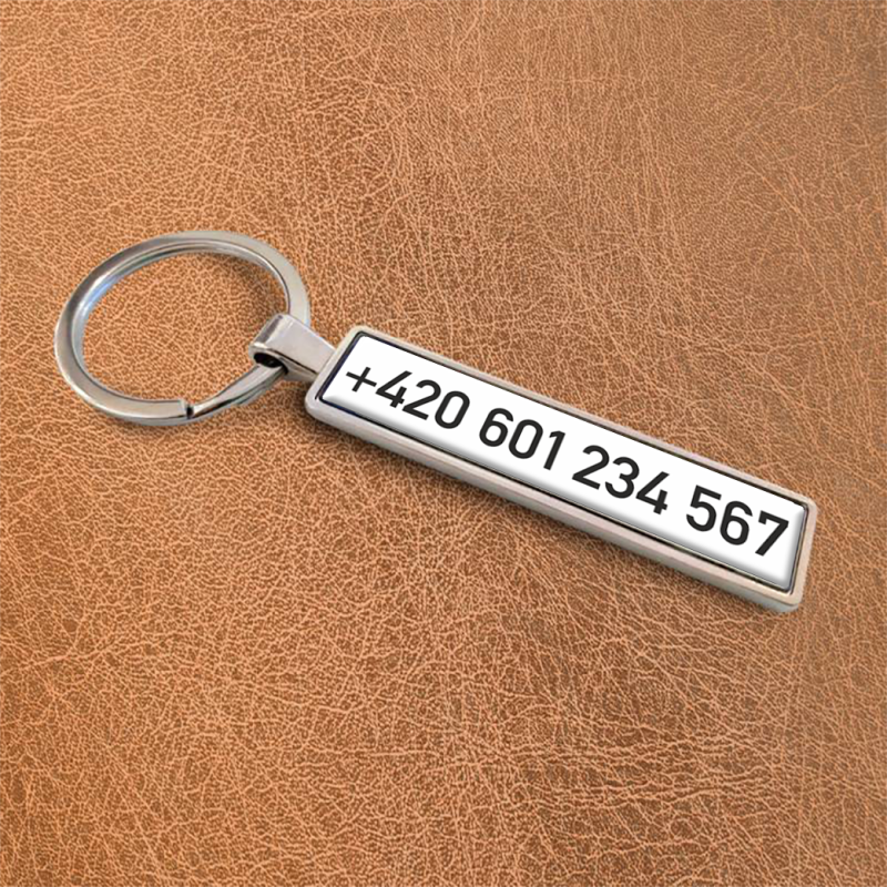 Personalizovaná klíčenka - Bílý telefonní číslo