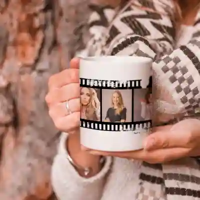 Personalizovaný hrnek s fotkami v podobě filmového pásu