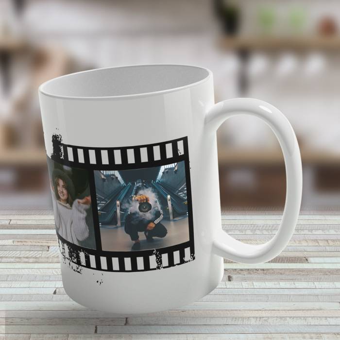 Personalizovaný hrnek s fotkami v podobě filmového pásu