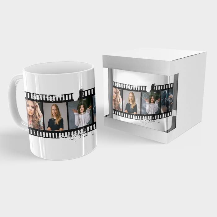 Personalizovaný hrnek s fotkami v podobě filmového pásu