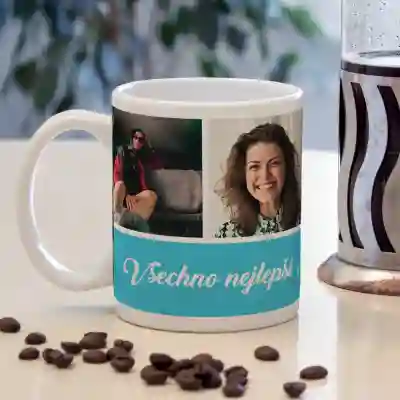 Personalizovaný hrnek se čtyřmi fotkami a textem
