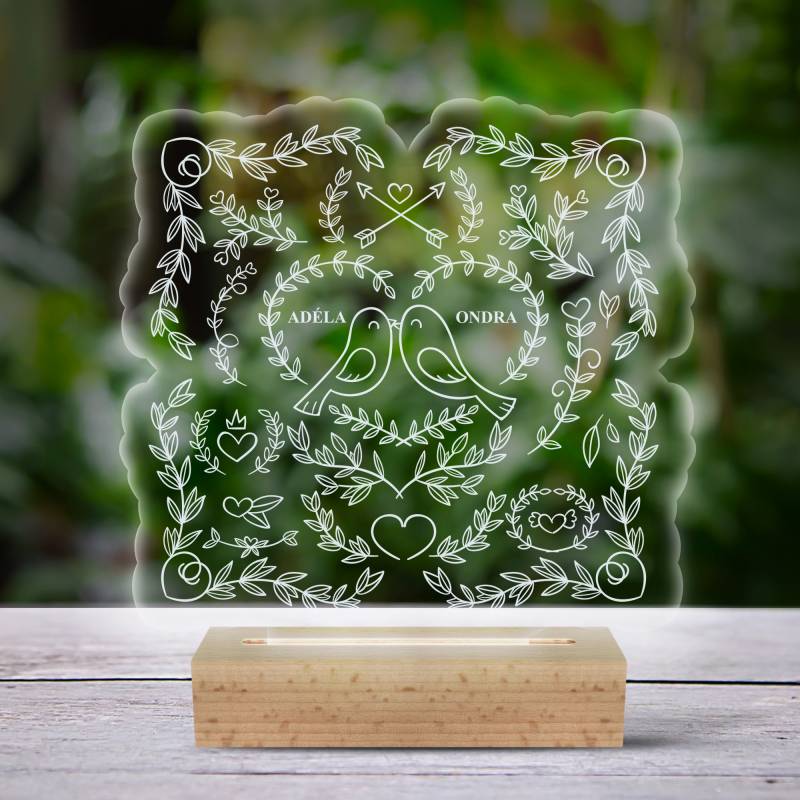 Personalizovaná LED lampa - Ptáci