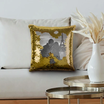 Personalizovaný polštář s flitry – Černá-bílá