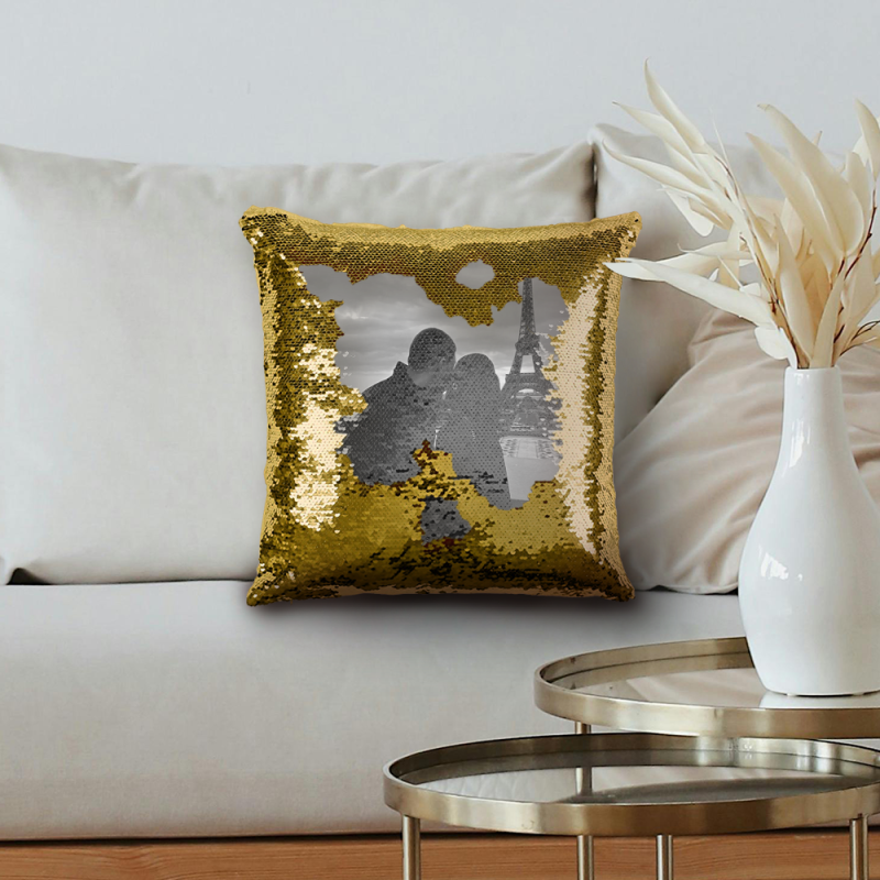 Personalizovaný polštář s flitry – Černá-bílá Personalizovaný polštář s flitry – Černá-bílá