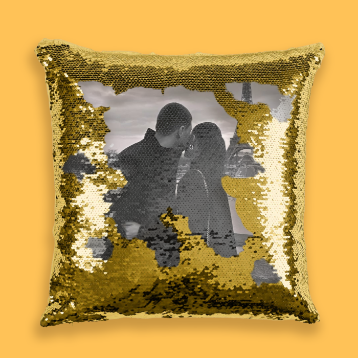 Personalizovaný polštář s flitry – Černá-bílá Personalizovaný polštář s flitry – Černá-bílá