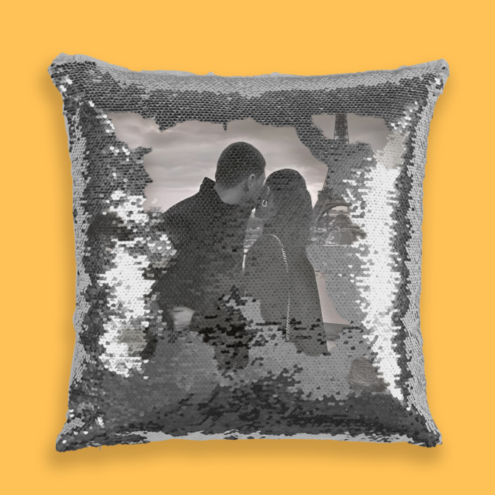 Personalizovaný polštář s flitry – Černá-bílá Personalizovaný polštář s flitry – Černá-bílá