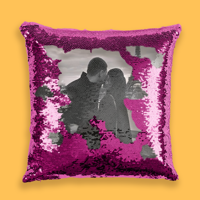 Personalizovaný polštář s flitry – Černá-bílá Personalizovaný polštář s flitry – Černá-bílá