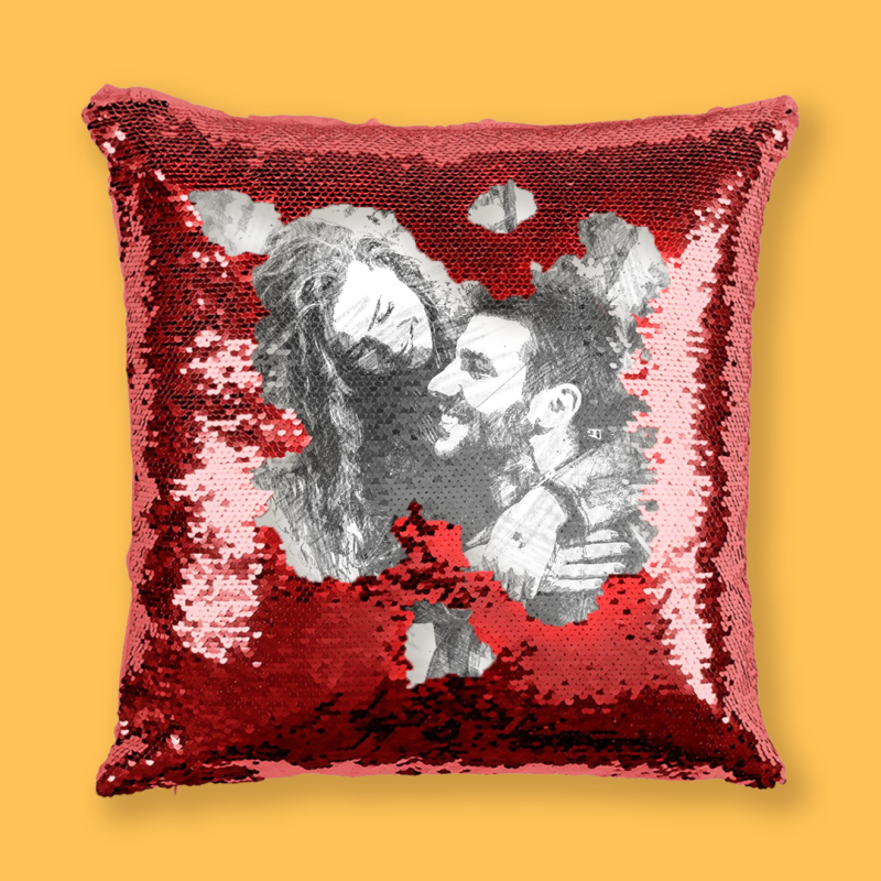 Personalizovaný polštář s flitry – Náčrt