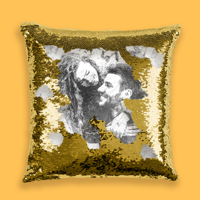 Personalizovaný polštář s flitry – Náčrt Personalizovaný polštář s flitry – Náčrt