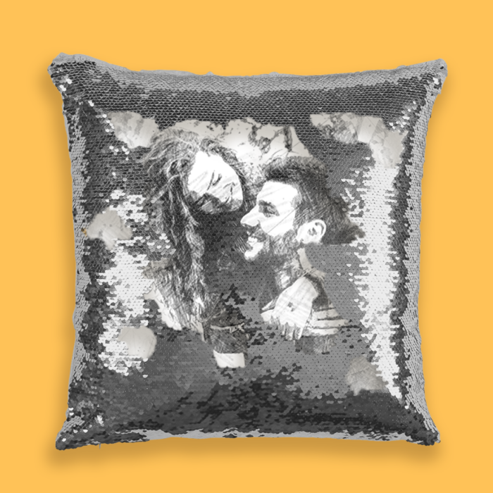 Personalizovaný polštář s flitry – Náčrt Personalizovaný polštář s flitry – Náčrt