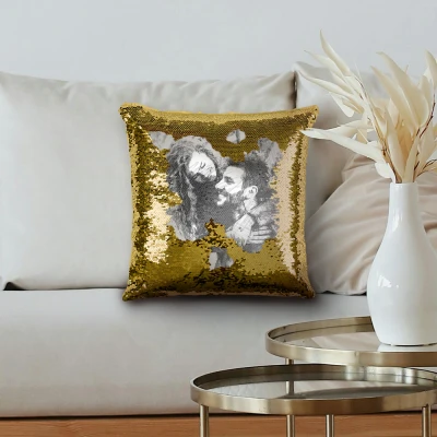 Personalizovaný polštář s flitry – Náčrt