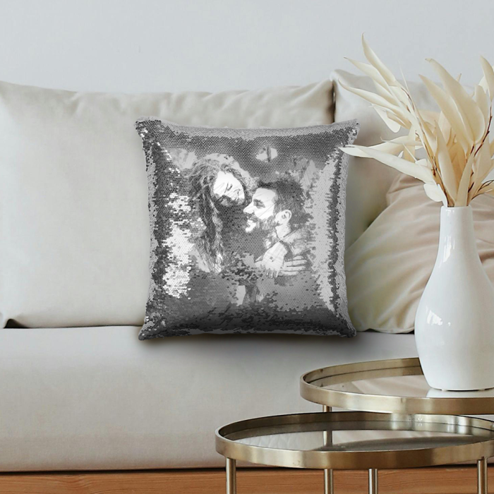 Personalizovaný polštář s flitry – Náčrt Personalizovaný polštář s flitry – Náčrt