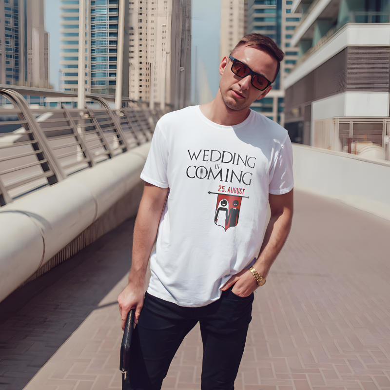 Personalizované tričko pro rozlučku se svobodou - Svatba přichází Personalizované tričko pro rozlučku se svobodou - Svatba přichází