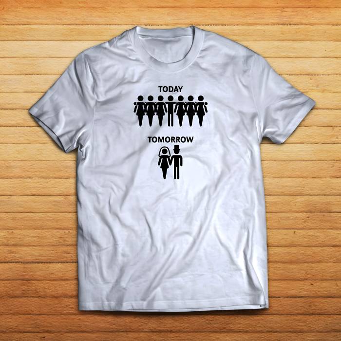 Personalizované tričko na rozlučku se svobodou – Single Today, Married Tomorrow