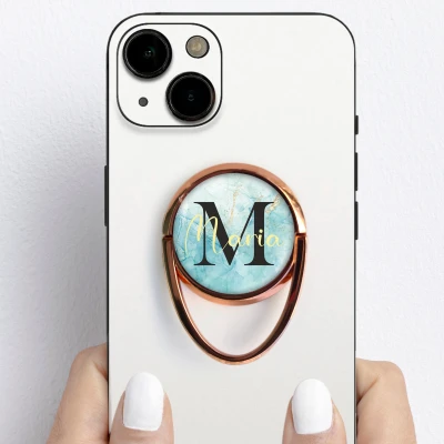 Personalizovaný držák na telefon ve tvaru prstenu - S iniciálou a jménem