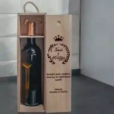 Personalizovaná krabice na víno - Kmotři křtu