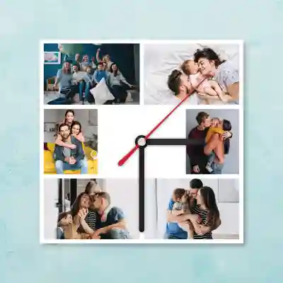 Personalizované čtvercové hodiny se 6 obrázky