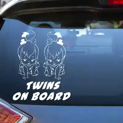 Samolepky dítě v autě se jménem dítěte Twins on Board