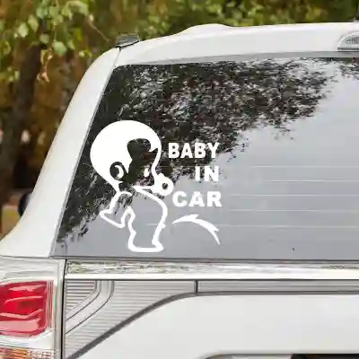 Samolepky dítě v autě se jménem dítěte Baby in car